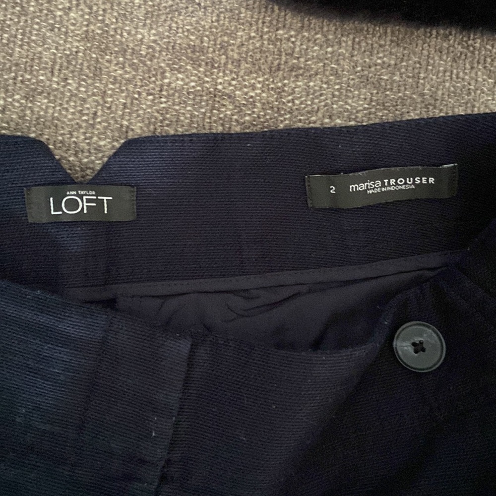 Loft Marisa Trouser Pants slacks dress navy size 2 bootcut flare - Picture 3 of 5